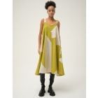 Cream Green Handwoven Cotton Dobby Dress