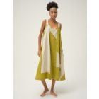 Cream Green Handwoven Cotton Dobby Dress
