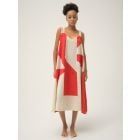 Cream Red Handwoven Cotton Dobby Dress