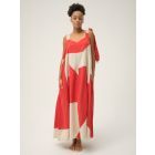 Cream Red Handwoven Cotton Dobby Dress