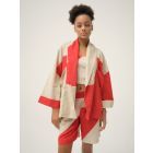 Red Cream Handwoven Cotton Dobby Jacket