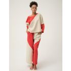 Red Cream Handwoven Cotton Dobby Co-ord Set- Set of 2