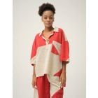 Cream Red Handwoven Cotton Dobby Top