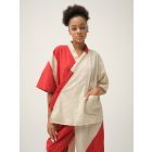 Red Cream Handwoven Cotton Dobby Jacket