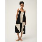 Black Cream Handwoven Cotton Dobby Dress