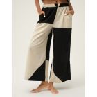 Black Cream Handwoven Cotton Dobby Pants