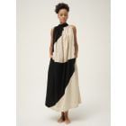 Black Cream Handwoven Cotton Dobby Dress