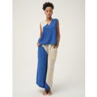 Blue Cream Handwoven Cotton Dobby Co-ord Set- Set of 2