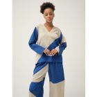 Blue Cream Handwoven Cotton Dobby Top