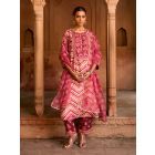 Wine Printed Organza Dupatta