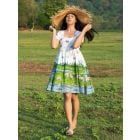 White Blue Printed Cotton Dress