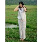 White Printed Cotton Pants