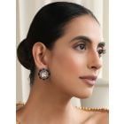 Gold Plated Blue Handcrafted Brass Polki Stud Earrings