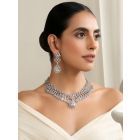 Silver Plated Handcrafted Brass Necklace with Earrings - Set of 2