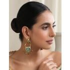 Gold Plated Mint Green Handcrafted Brass Chandbali Earrings