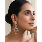 Gold Plated Green Handcrafted Brass Polki Earrings