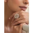 Gold Plated Handcrafted Brass Polki Ring