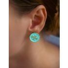 Gold Plated Sky Blue Handcrafted Brass Stud Earrings