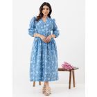 Blue Printed Cotton Dress