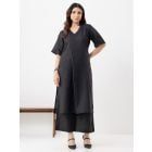 Black Linen Kurta with Palazzo- Set of 2