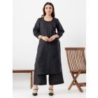 Black Linen Kurta with Palazzo- Set of 2