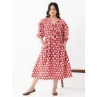 Red Hand Block Printed Cotton Dress
