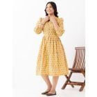 Yellow Hand Block Printed Cotton Dress