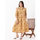 Yellow Hand Block Printed Cotton Dress