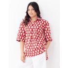Red Hand Block Printed Cotton Top