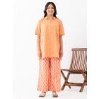 Orange Printed Cotton Co-ord Set- Set of 2