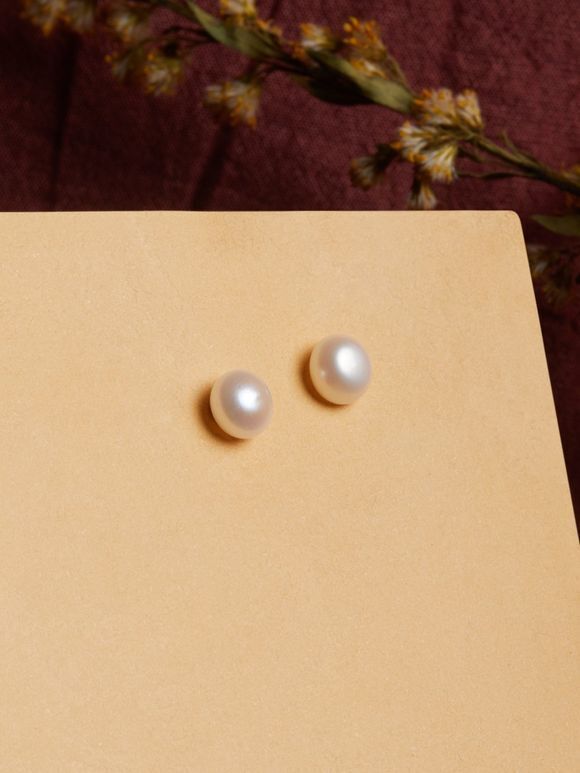 Sophisticated Round Pearl Tops | Pearl Studs for Women | Gold Plated