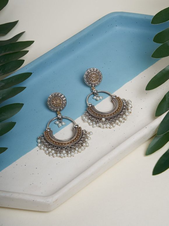 Mixed Metal Earrings with Drop - Kinzig Design Studios