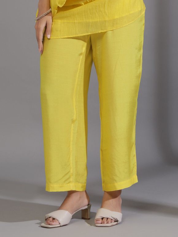 Yellow Cotton Silk Pants