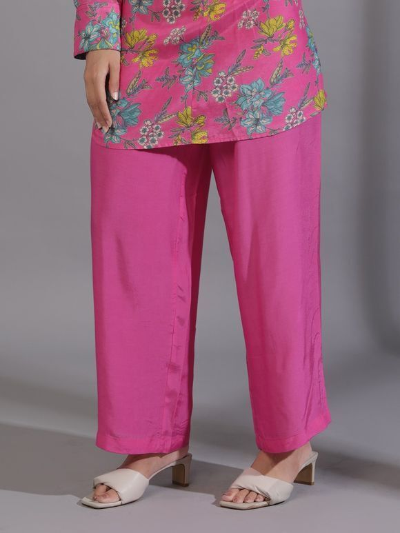 Pink Cotton Silk Pants