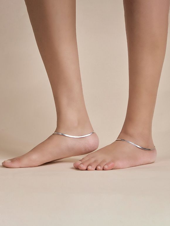 Silver Handcrafted Anklets- Set of 2
