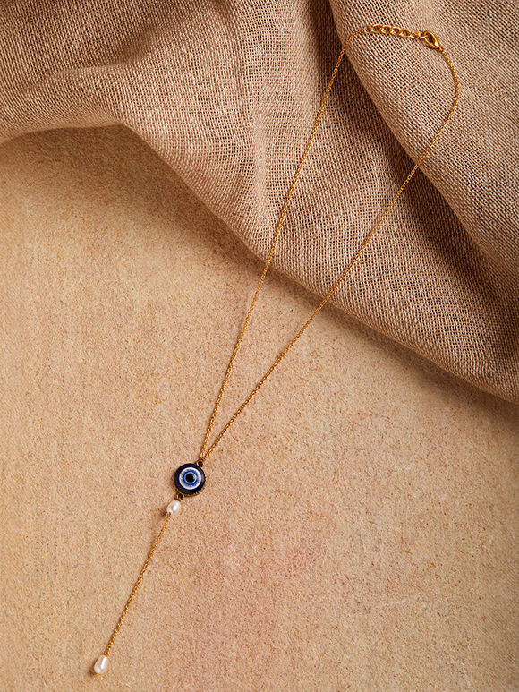 Gold Plated Handcrafted Brass Evil Eye Necklace