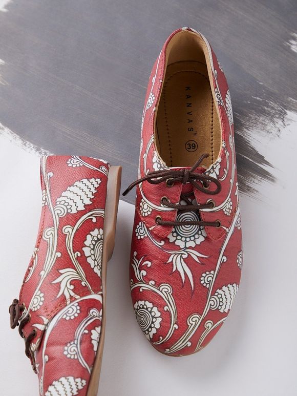 Red Printed Canvas Shoes