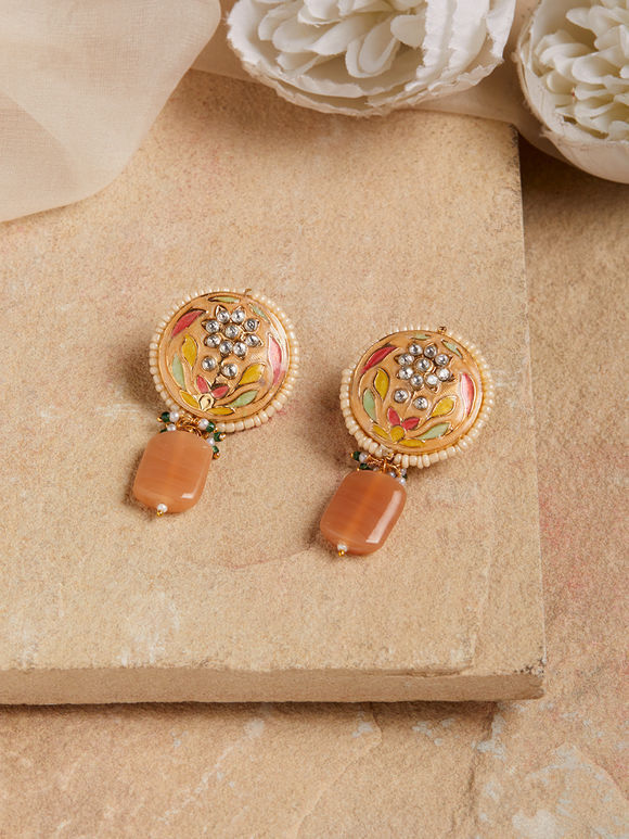 Peach Handcrafted Metal Earrings