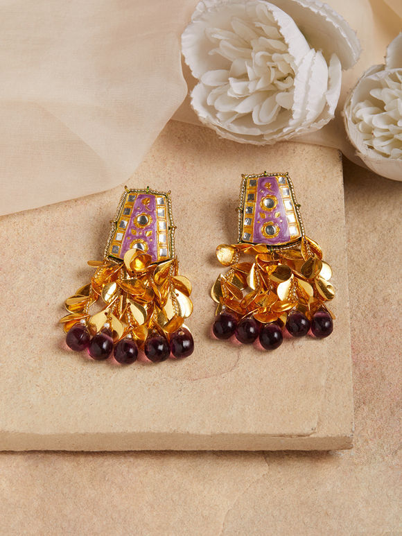 Purple Handcrafted Metal Earrings