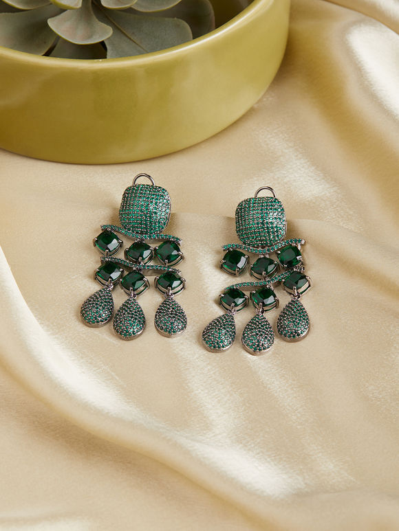 Green Handcrafted Copper Earrings