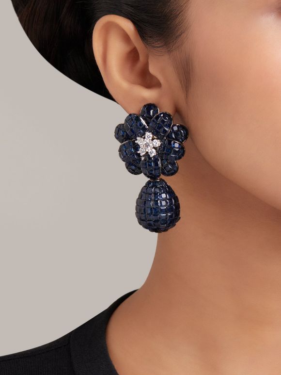 Blue Handcrafted Copper Earrings