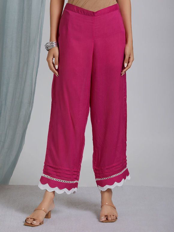 Pink Lace Cotton Modal Pants