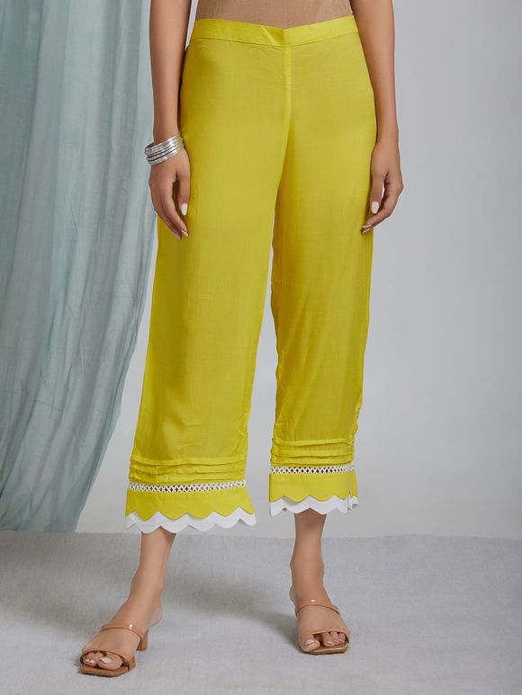 Yellow Lace Cotton Modal Pants