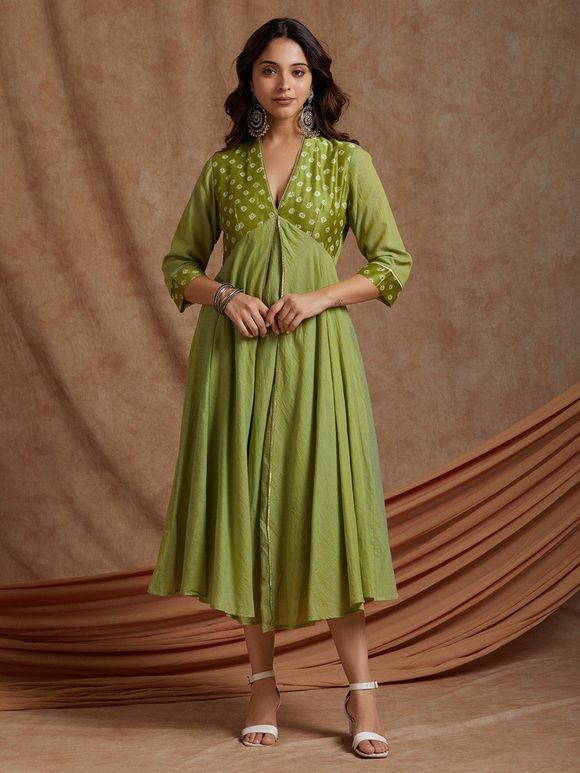 Light Green Chanderi Silk Dress