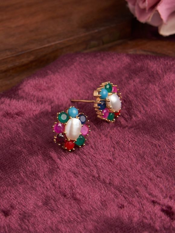 Multicolor Handcrafted Metal Stud Earrings