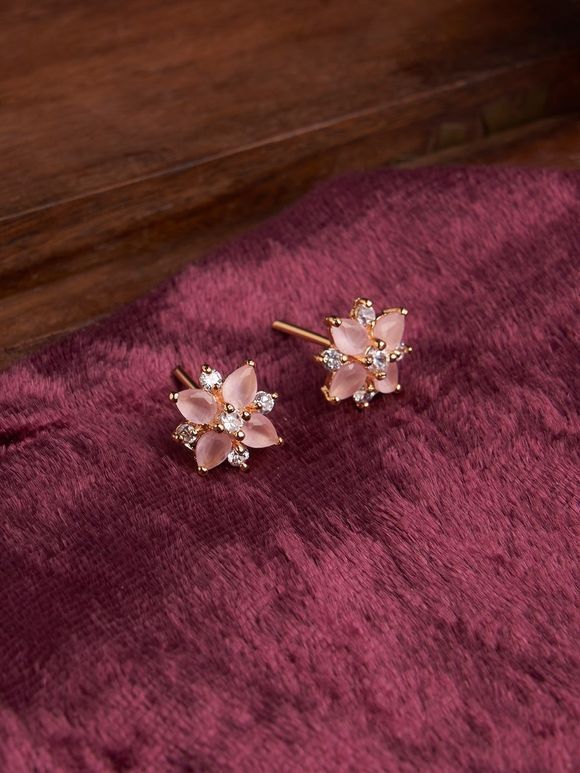 Peach Handcrafted Metal Stud Earrings