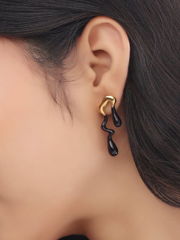 Black Handcrafted Brass Earrings