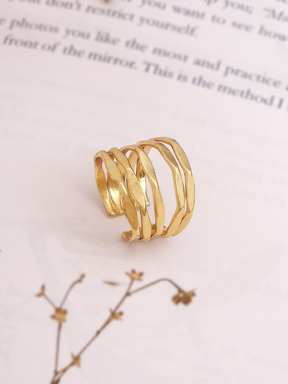 Gold Toned Handcrafted Brass Ring