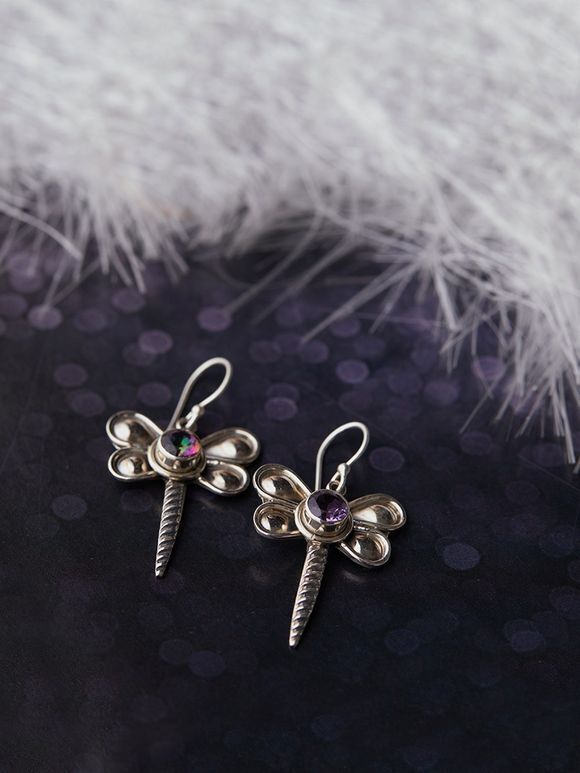 Purple Handcrafted Silver Earrings