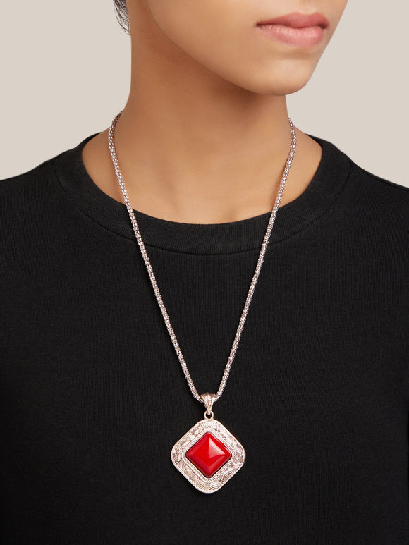 Red Handcrafted Brass Necklace